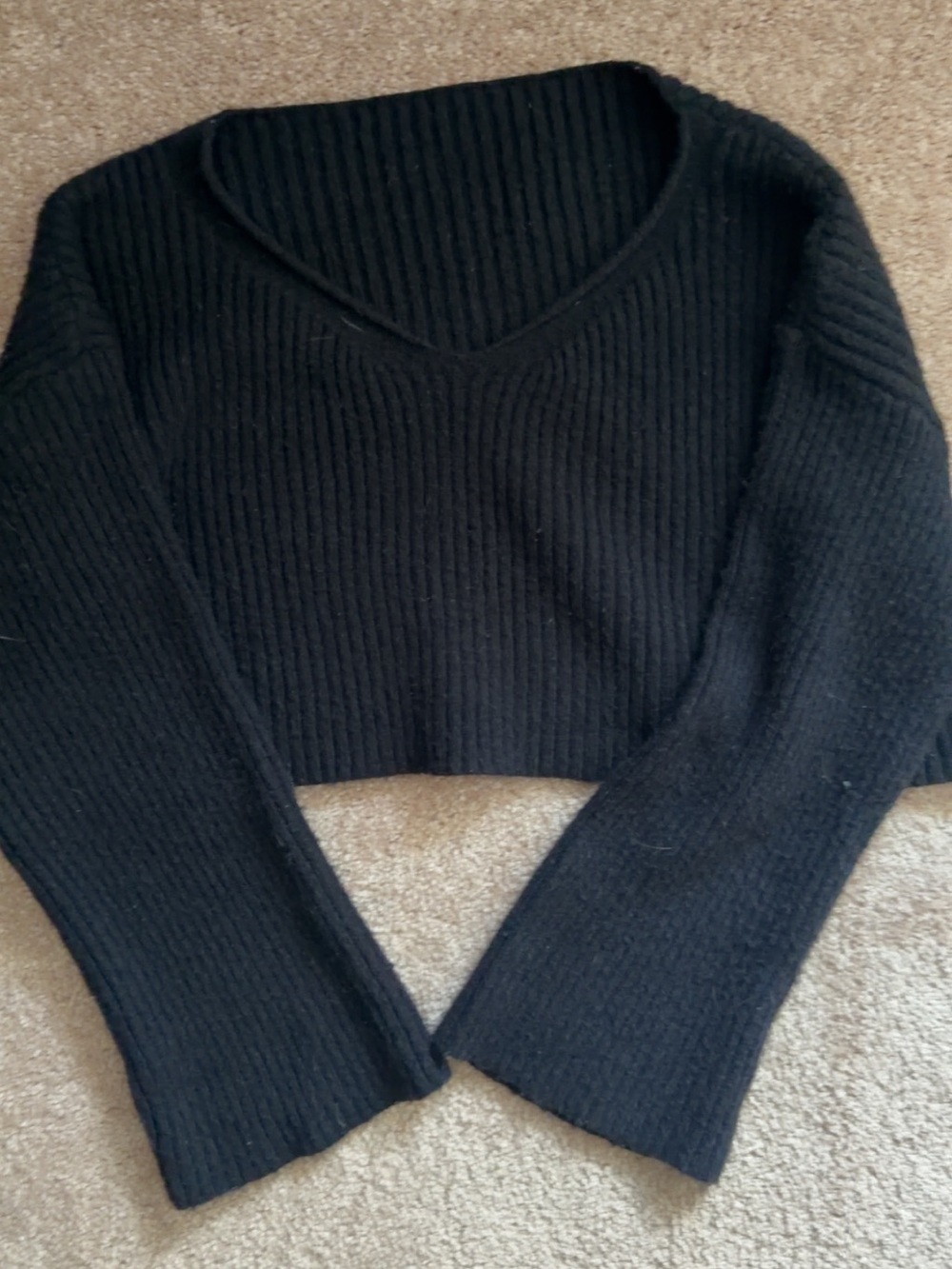 SHEIN Black Off-the-Shoulder Cropped Sweater